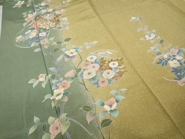 平和屋着物●訪問着 駒刺繍 草花文 たたき染め 金彩 正絹 逸品 CABC2333ut