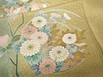 平和屋着物●訪問着 駒刺繍 草花文 たたき染め 金彩 正絹 逸品 CABC2333ut