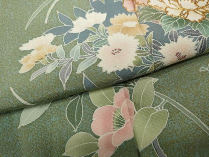 平和屋着物●訪問着 駒刺繍 草花文 たたき染め 金彩 正絹 逸品 CABC2333ut