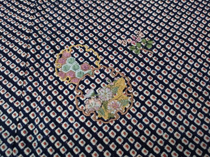 平和屋着物●色留訪問着 総絞り 総刺繍 雪輪花文 金彩 正絹 逸品 未使用 CABC2334ut