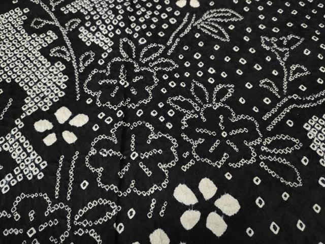 平和屋着物●訪問着 総絞り 枝花文 黒地 正絹 逸品 CABC2335ut