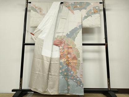 平和屋着物●訪問着 作家物 駒刺繍 雪輪草花文 金彩 正絹 逸品 CABC2340ut
