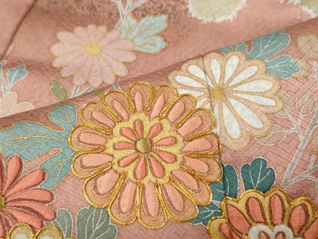 平和屋着物●訪問着 作家物 駒刺繍 雪輪草花文 金彩 正絹 逸品 CABC2340ut