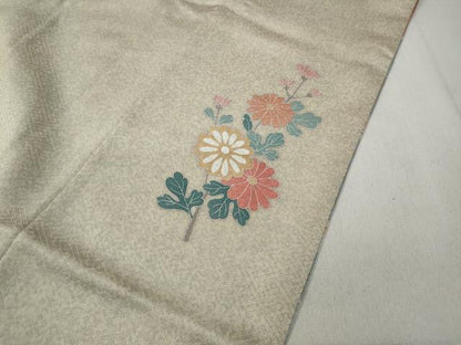 平和屋着物●訪問着 作家物 駒刺繍 雪輪草花文 金彩 正絹 逸品 CABC2340ut
