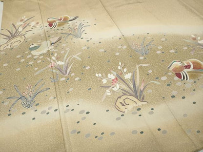 平和屋着物●訪問着 友禅 作家物 鴛鴦花文 暈し染め 金彩 正絹 逸品 CABC2341ut