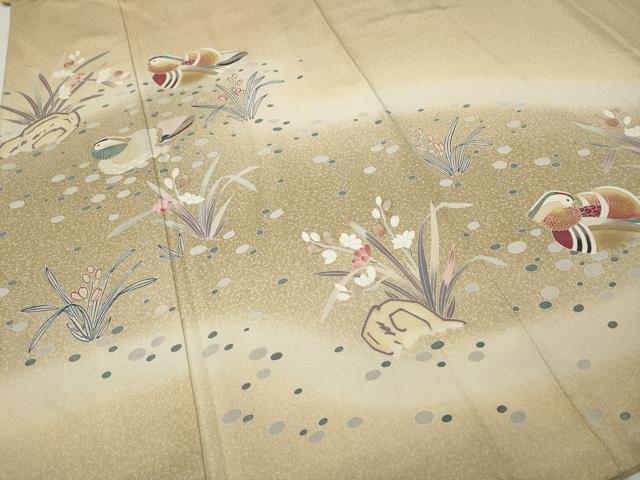 平和屋着物●訪問着 友禅 作家物 鴛鴦花文 暈し染め 金彩 正絹 逸品 CABC2341ut