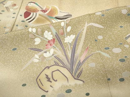平和屋着物●訪問着 友禅 作家物 鴛鴦花文 暈し染め 金彩 正絹 逸品 CABC2341ut