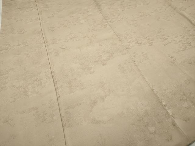 平和屋着物●皇室献上作家 北出与三郎 色無地 雲取り草花地紋 肌色 正絹 逸品 CABC2342ut