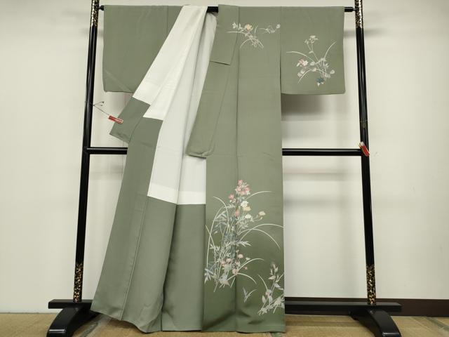 平和屋着物●訪問着 友禅 作家物 草花文 暈し染め 正絹 逸品 CABC2344ut