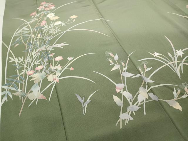 平和屋着物●訪問着 友禅 作家物 草花文 暈し染め 正絹 逸品 CABC2344ut