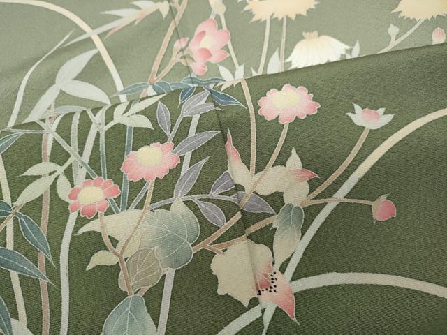 平和屋着物●訪問着 友禅 作家物 草花文 暈し染め 正絹 逸品 CABC2344ut