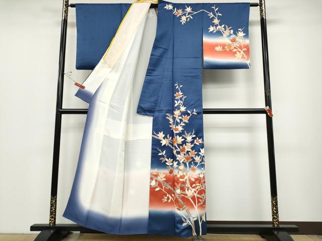 平和屋着物●十日町老舗ブランド 吉澤友禅 吾妻徳穂 訪問着 駒刺繍 枝橘文 暈し染め 金彩 正絹 逸品 CABC2345ut