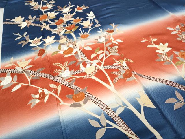 平和屋着物●十日町老舗ブランド 吉澤友禅 吾妻徳穂 訪問着 駒刺繍 枝橘文 暈し染め 金彩 正絹 逸品 CABC2345ut