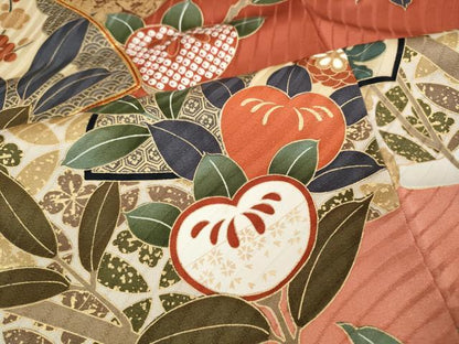 平和屋着物●豪華振袖 駒刺繍 地紙枝橘文 暈し染め 金彩 正絹 逸品 CABC2347ut