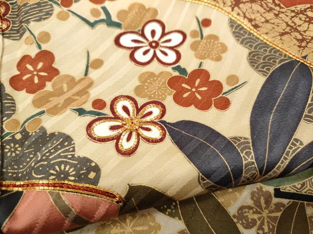 平和屋着物●豪華振袖 駒刺繍 地紙枝橘文 暈し染め 金彩 正絹 逸品 CABC2347ut