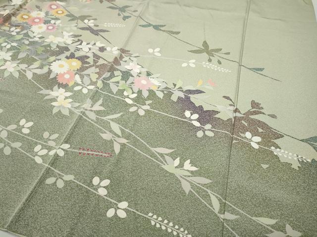 平和屋着物●訪問着 友禅 草花文 シルエット 正絹 逸品 CABC2348ut