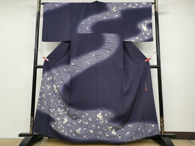 平和屋着物●訪問着 ゆうなぎ工房 優梛達也 刺繍 立波花文 暈し染め 金糸 正絹 逸品 CABC2349ut