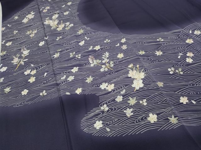 平和屋着物●訪問着 ゆうなぎ工房 優梛達也 刺繍 立波花文 暈し染め 金糸 正絹 逸品 CABC2349ut