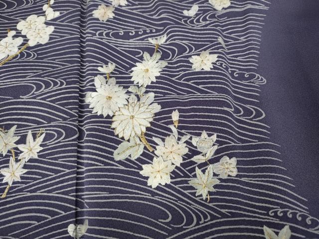 平和屋着物●訪問着 ゆうなぎ工房 優梛達也 刺繍 立波花文 暈し染め 金糸 正絹 逸品 CABC2349ut