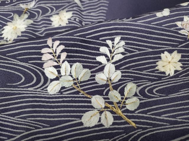 平和屋着物●訪問着 ゆうなぎ工房 優梛達也 刺繍 立波花文 暈し染め 金糸 正絹 逸品 CABC2349ut