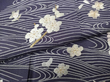 平和屋着物●訪問着 ゆうなぎ工房 優梛達也 刺繍 立波花文 暈し染め 金糸 正絹 逸品 CABC2349ut