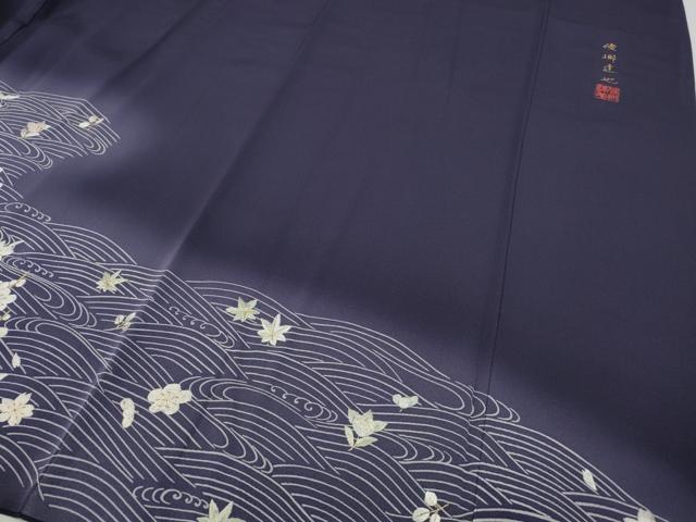 平和屋着物●訪問着 ゆうなぎ工房 優梛達也 刺繍 立波花文 暈し染め 金糸 正絹 逸品 CABC2349ut