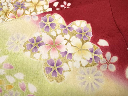 平和屋着物●豪華振袖 駒刺繍 舞桜文 暈し染め 金彩 正絹 逸品 CABC2350ut