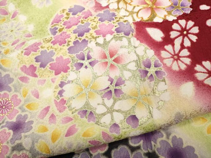 平和屋着物●豪華振袖 駒刺繍 舞桜文 暈し染め 金彩 正絹 逸品 CABC2350ut
