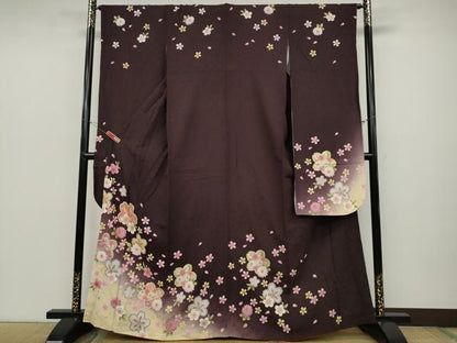 平和屋着物●豪華振袖 舞花文 暈し染め 金彩 京都きもの友禅扱い 正絹 逸品 CABC2351ut