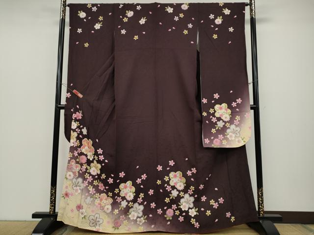 平和屋着物●豪華振袖 舞花文 暈し染め 金彩 京都きもの友禅扱い 正絹 逸品 CABC2351ut