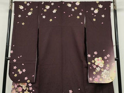 平和屋着物●豪華振袖 舞花文 暈し染め 金彩 京都きもの友禅扱い 正絹 逸品 CABC2351ut