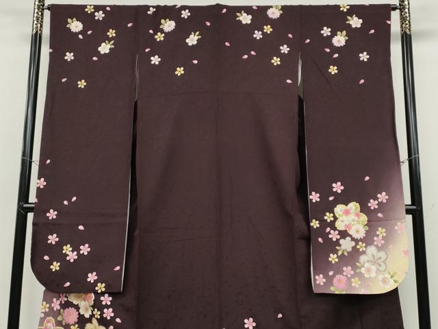 平和屋着物●豪華振袖 舞花文 暈し染め 金彩 京都きもの友禅扱い 正絹 逸品 CABC2351ut