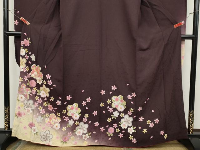 平和屋着物●豪華振袖 舞花文 暈し染め 金彩 京都きもの友禅扱い 正絹 逸品 CABC2351ut