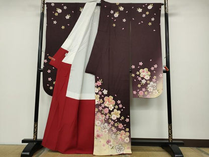 平和屋着物●豪華振袖 舞花文 暈し染め 金彩 京都きもの友禅扱い 正絹 逸品 CABC2351ut