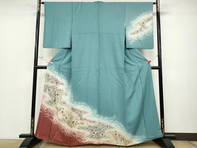 平和屋着物●訪問着 辻が花 絞り 暈し染め 金銀彩 正絹 逸品 CABC2352ut