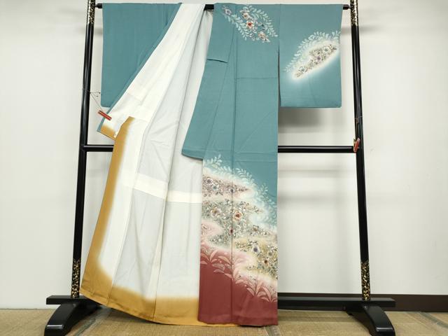 平和屋着物●訪問着 辻が花 絞り 暈し染め 金銀彩 正絹 逸品 CABC2352ut