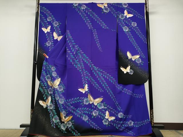 平和屋着物●豪華振袖 辻が花 舞蝶文 暈し染め 金彩 正絹 逸品 CABC2353ut