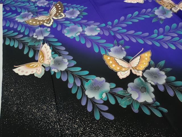 平和屋着物●豪華振袖 辻が花 舞蝶文 暈し染め 金彩 正絹 逸品 CABC2353ut