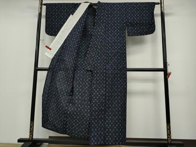 平和屋着物●久留米絣 単衣 絣文様 綿 逸品 CABC2355ut