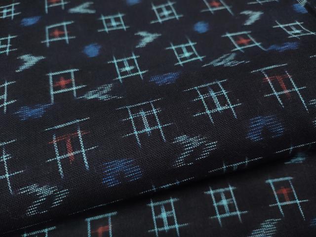 平和屋着物●久留米絣 単衣 絣文様 綿 逸品 CABC2355ut