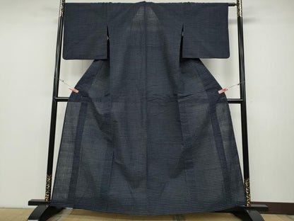 平和屋着物●久留米絣 単衣 横段文 綿 逸品 CABC2356ut