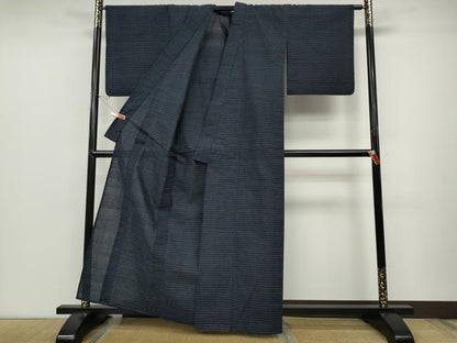 平和屋着物●久留米絣 単衣 横段文 綿 逸品 CABC2356ut