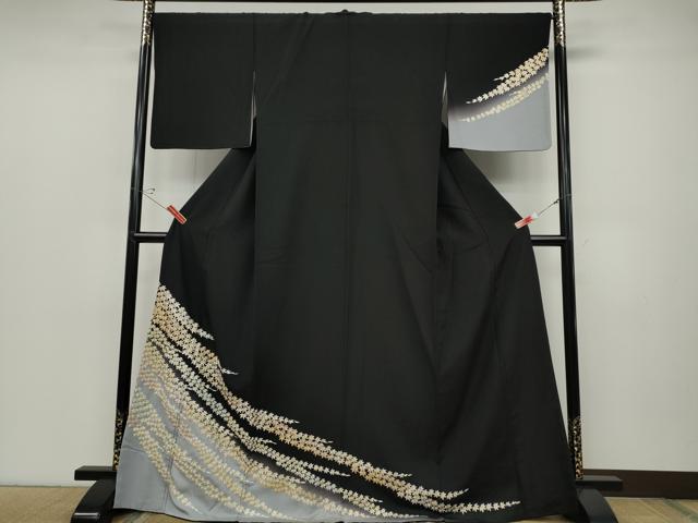 平和屋着物●訪問着 総刺繍 楓文 暈し染め 金糸 正絹 逸品 CABC2357ut