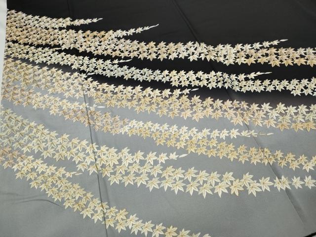 平和屋着物●訪問着 総刺繍 楓文 暈し染め 金糸 正絹 逸品 CABC2357ut