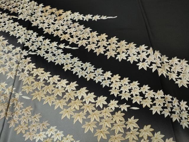 平和屋着物●訪問着 総刺繍 楓文 暈し染め 金糸 正絹 逸品 CABC2357ut