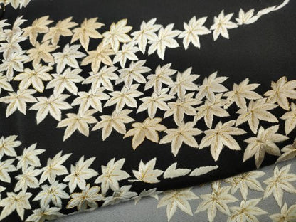 平和屋着物●訪問着 総刺繍 楓文 暈し染め 金糸 正絹 逸品 CABC2357ut