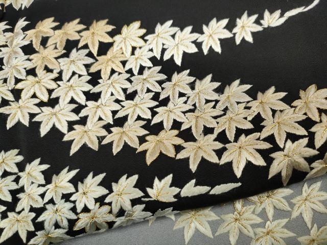 平和屋着物●訪問着 総刺繍 楓文 暈し染め 金糸 正絹 逸品 CABC2357ut