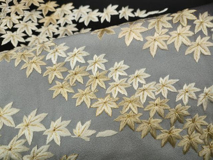 平和屋着物●訪問着 総刺繍 楓文 暈し染め 金糸 正絹 逸品 CABC2357ut