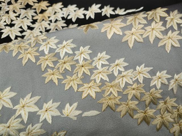 平和屋着物●訪問着 総刺繍 楓文 暈し染め 金糸 正絹 逸品 CABC2357ut