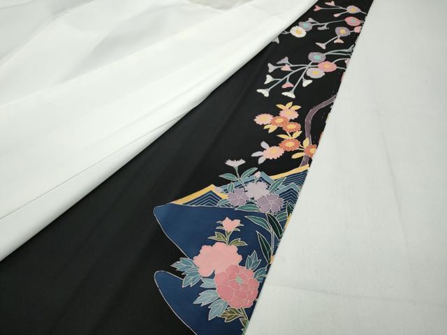 平和屋着物●豪華黒留袖 友禅 作家物 飛鳥枝花文 ロング丈 正絹 逸品 未使用 CABC2358ut